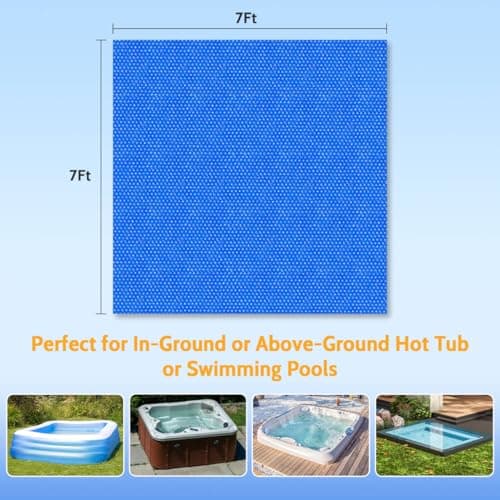 Hot Tub Bubble Cover, 7x7 Foot Hot Tub Thermal Blanket Square Solar Cover Insulation Blanket for Outdoor Hot Tub