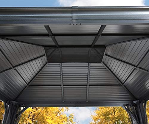 Sojag 10' x 12' Mykonos Double Roof Hardtop Gazebo Outdoor Weather-Resistant Aluminum Frame Sun Shelter Dark Grey