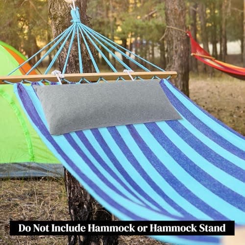 HOMBYS 32" x 14" Shredded Memory Foam Hammock Pillow for Outdoor, Waterproof and Weatherproof Pillow with Durable Ties (Gray)