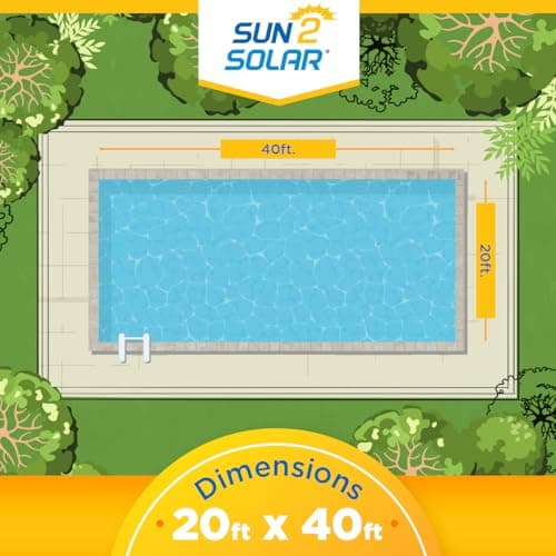 Sun2Solar Blue 20 ft x 40 ft Rectangle Solar Cover | 1200 Series | Heat Retaining Blanket for Rectangular Inground & Above Ground Swimming Pools | Use Sun to Heat Pool | Bubble Heating Blankets