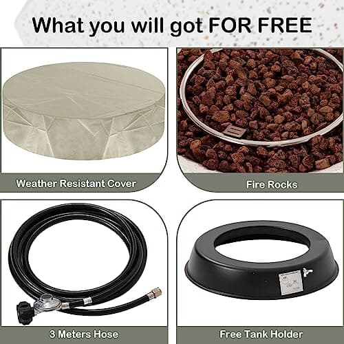 HOMPUS Outdoor Propane Fire Pit, 42 inch Round Gas Fire Pit Table,CSA Certified,Fire Table w 50000 BTU Stainless Steel Burner, Free Rocks & Rain Cover for Patio & Outside, Dark Bronze
