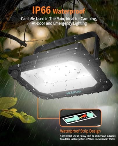 200W LED Solar Work Light Rechargeable, 16000LM Magnetic Worklight 3000K/4500K/6500K, 16000mAh Battery, IP66 Waterproof Portable Solar Outdoor Working Light for Emergency, Camping, 2 Pack