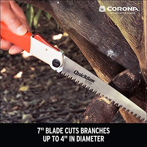 Corona Tools 7-Inch QuickSAW Folding Saw | Pruning Saw Designed for Single-Hand Use | Curved Blade Hand Saw | Cuts Branches Up to 4" in Diameter | QS 7800