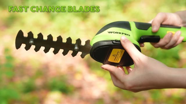 WORKPRO Cordless Grass Shear & Shrubbery Trimmer - 2 in 1 Handheld Hedge Trimmer Electric Grass Trimmer Hedge Shears/Grass Cutter Rechargeable Lithium-Ion Battery and Type-C Cable Included (Green)