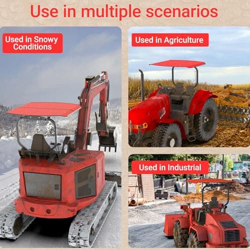 Red Tractor Canopy for ROPS 53-3/8" X 53-3/8", Tractor Shade Canopy Roof for Tractor and Mowers, Non-Fading High-Density Thermoplastic (Will Add About 4'' to The Height of The Tractor)