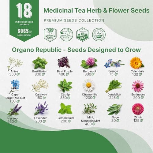 Organo Republic 18 Culinary Herbs Seeds Variety Pack - 10,180+ Heirloom, Non-GMO, Herbs Seeds for Outdoor and Indoor Home Gardening, Including Rosemary, Thyme, Oregano, Mint, Basil, Parsley