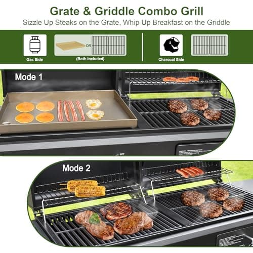 Brand-Man Propane Gas and Charcoal Grill Combo,Grill and Griddle Combo Dual Fuel BBQ Grill with Dual Lids for Outdoor Barbecue, Black