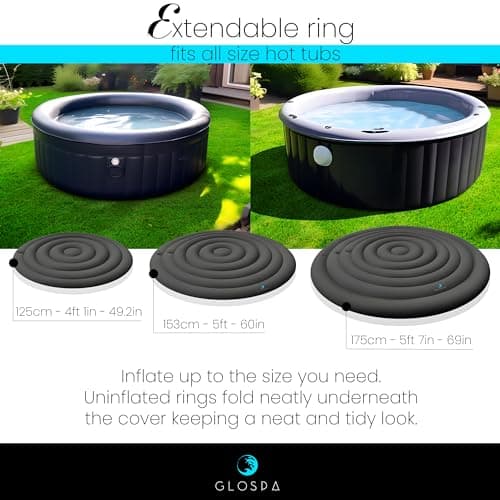 Inflatable Hot Tub Cover Round, One Size Fits All Energy Saving Heat Insulator & Protector, Insulated Thermal Hot Tub Replacement Cover Accessories