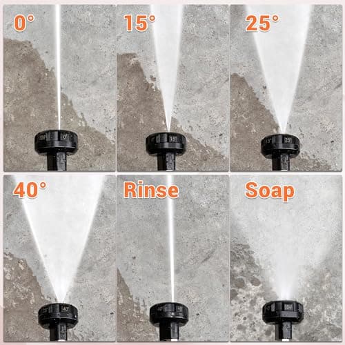 Pressure Washer Nozzle, 6 in 1 Quick Change Over Spray Nozzle, Adjustable High Power Washer Nozzle Tips with 1/4" Quick Connect, 4000 PSI