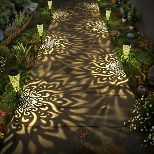 6 Pack Solar Lights Outdoor Garden Decorative with Warm Light Waterproof Pathway Landscape Lights for Path Patio Backyard Walkway Yard Garden Decor (Black, 6Pcs)
