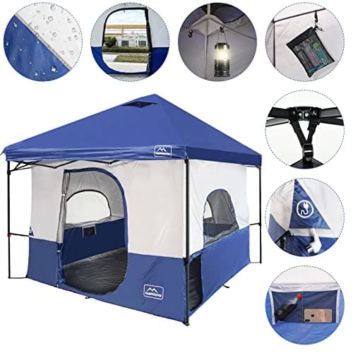 KAMPKEEPER Camping Cube, Converts 10'x10' Straight Leg Canopy into Inner Pop Up Tent, with 1 Dog Hole–Fully Vented Roof(Canopy & Frame NOT Included), Navy Blue
