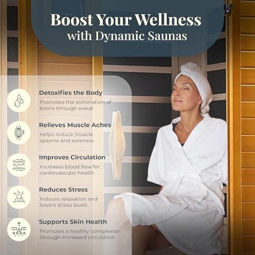 DYNAMIC SAUNAS 2-Person Home Sauna with Infrared Lighting and Integrated Speakers, Barcelona - Personal Indoor Luxury Spa for House and Gym