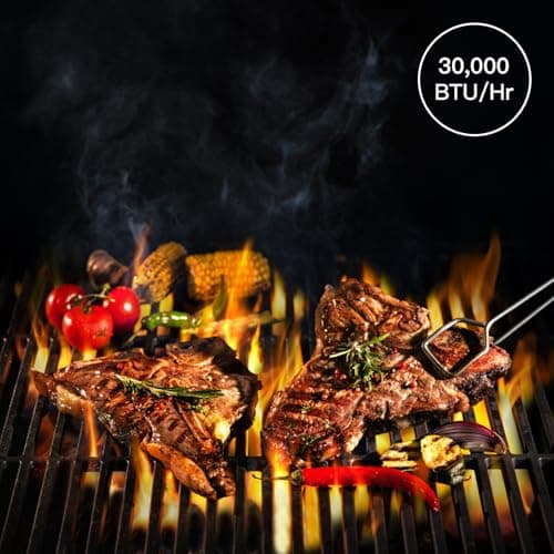Grill Propane 3 Burner Gas Outside, Bbq with Thermometer, Patio grill For Small gatherings, asadores de gas 30000 BTU. Barbecue grill with Foldable Rack.