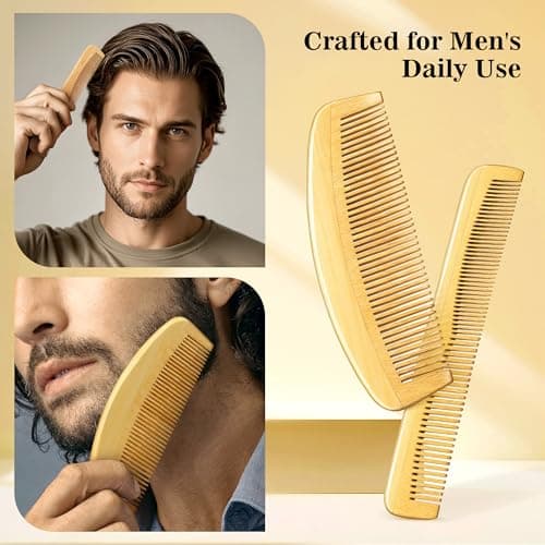 SALONSILK 5PCS Wooden Hair Comb Set, Bamboo Wide Tooth Fine Tooth Combs for Women and Men, Natural Wood Beard Styling Curly Detangling Set for Thick & Thin Hair