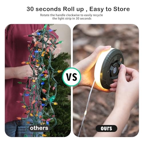 Camping String Lights, 4 in 1 Outdoor Camping Lantern with 8 Lighting Modes(32.8Ft), Quick 30s Recovery, Waterproof, Type-C Fast Charging, Portable Camping Lights for Camping/Yard/Hiking