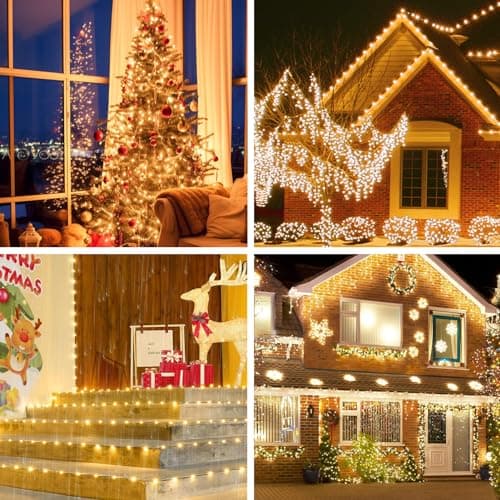 Solar Christmas Lights Outdoor, Upgraded 212FT 640LED with Remote,19 Modes Waterproof Solar String Lights for Outside Garden Home Christmas Decorations (Warm White)