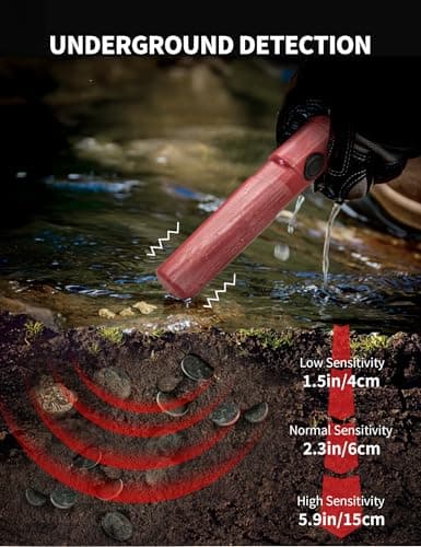 Rechargeable Metal Detector Pinpointer for Adults & Kids, Fully Waterproof Handheld Metal Detector Wand for Underwater, Portable Small Gold Detector Tool with LED Light and Adjustable Sensitivity