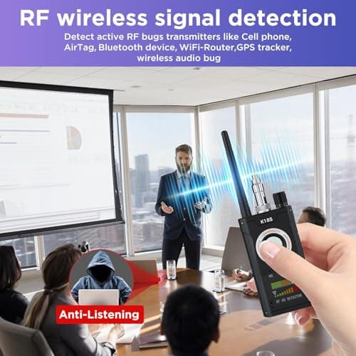 【Dual Antennas, Stronger Detection】 Hidden Camera and Bug Signal Detector, Rechargeable Portable GPS Tracker Finder, Spy Microphone Device Scanner for Travel, Home, Hotel, Car, Office, and Air-bnb
