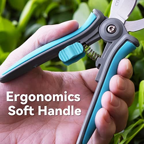 CYRUS 6” Gardening Scissors Hand Pruner Pruning Shear with Curved Stainless Steel Blades Plant Shears Garden Clippers Handheld