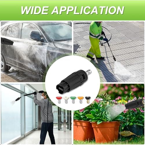JOEJET Pressure Washer Tips, Adjustable Pressure Washer Nozzle with 5 Spray Nozzle Tips, 1/4 Inch Quick Connect, 3000 PSI