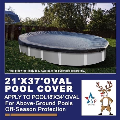 STARPYNG-Round Swimming Pool Cover, 5mil,Navy Blue and Black,Winter Underground Pool Cover,Easy Install, UV Protection,Water Proof Oval(Pool Size:19x28FT,Cover Size: 16x25FT)