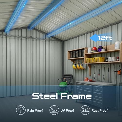 10' x 12' XL Outdoor Storage Shed, Sturdy Metal Building w/Lockable Doors for Garden, Backyard, Poolside and Lawn, Black