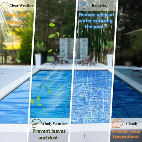 AURSK Solar Pool Cover,12mil 18x9 Foot Solar Pool Blanket for In-Ground and Above Ground Swimming Pools,Rectangular Thermal Pool Cover,Blue（9x18FT）