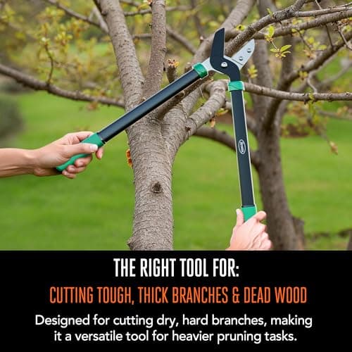 Scotts 21 in. Anvil Lopper – Heavy-Duty Branch Cutter with Teflon-Coated Carbon Steel Blade, 1.5 in. Cutting Capacity, and Comfort Grip Handles, for Dry, Hard, Thick Branches