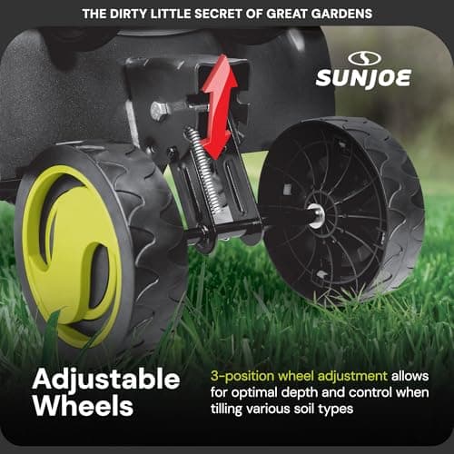 Sun Joe Electric Garden Tiller and Cultivator, Steel Tines, 13.5 Amp, 16 Inch, Black - Heavy Duty Gardening Machine and Equipment for Lawn, Yard, and Grass