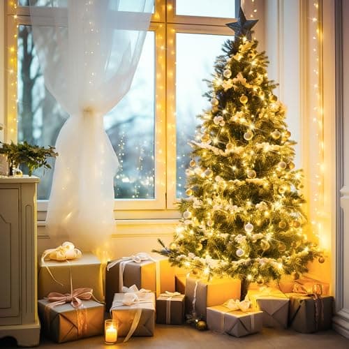 JMEXSUSS Connectable Warm White String Lights Indoor, 8 Modes Christmas Light Plug in Fairy String Lights for Bedroom, 33ft 100 LED Twinkle Lights Outdoor for Christmas Tree Decor