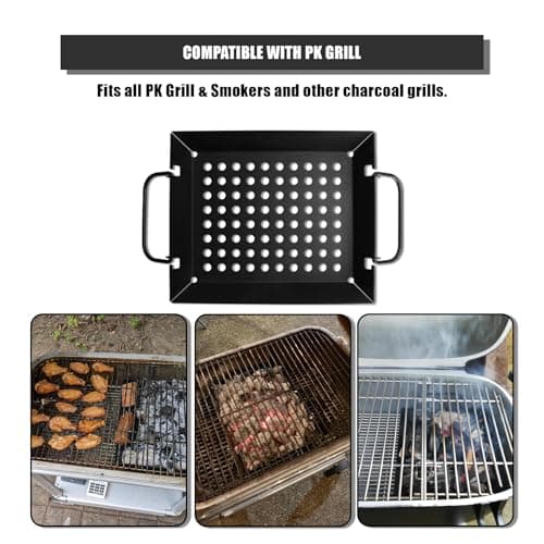 SafBbcue Grill Basket Tray for PK Original and other Charcoal Grills Charcoal Grill Basket Tray for PK Grills BBQ Grill Accessories for PK and Other Charcoal Grills Steel Charcoal Briquette Holder for PK99090