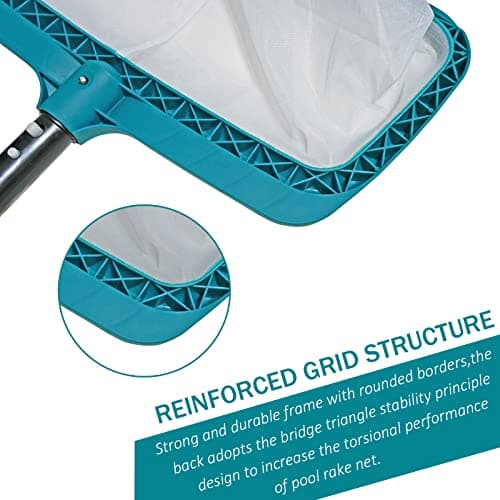 POOLWHALE Professional Pool Skimmer Net, Heavy Duty Swimming Leaf Rake Cleaning Tool with Deep Fine Nylon Mesh Net Bag - Fast Cleaning,Easy Scoop Edge,Debris Pickup Removal