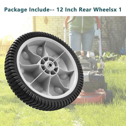 12 Inch 734-04019 Rear Wheel Replacement for MTD 734-04127, Lawn Mower Wheel 12" x 2.125" S-Wave Wheel Tire Compatible with Most Troy Bilt Walk-Behind Push Lawn Mower, 2 Pack