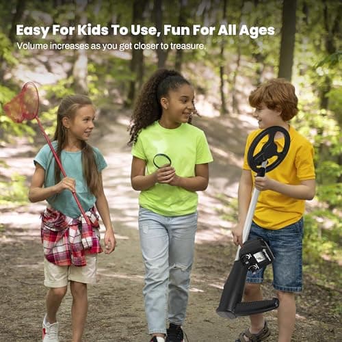 Bounty Hunter BHJS Junior Metal Detector for Children, 6.5 Inch Weather Resistant Coil, Lightweight, Ergonomic Design, Easy to Use, Comfortable Handle, Black