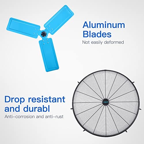 pasapair 7600 CFM 24" High Velocity Outdoor Misting Fan, Standing Fans for Patio Waterproof, Cooling Floor Fan 3-Speed, 360° Oscillation, Adjustable Height, 4 Casters, Heavy Duty Metal Industrial Fan