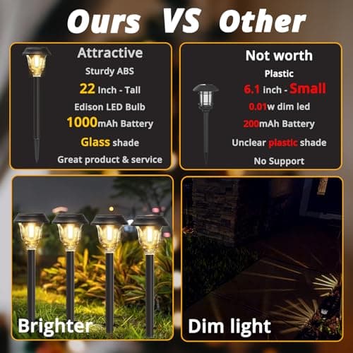 Solar Lights Outdoor Waterproof, 6 Pack Metal Glass Solar Pathway Lights Outdoor, Bright LED Outdoor Solar Lights for Yard Garden Path Walkway