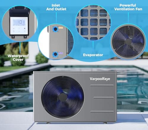 Pool Heat Pump 30000 BTU Pool Heater for Above Ground or Inground Swimming Pools Spa Heating and Cooling with WiFi Control Schedule 120V 8000 Gallon