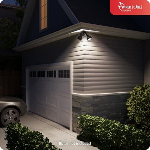 Globe Electric 17000140 180-Degree 240 W Twin Head Black Hardwired Motion Sensor Security Flood Light with MotionBright