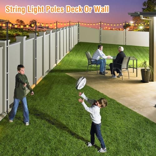 AILBTON 2 Pack 10Ft String Light Poles,Light Poles for Outside String Lights,Outdoor Light Poles with Fork,Metal Pole Stand for Patio,Backyard,Deck