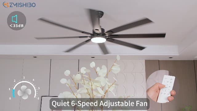 72 inch Large Ceiling Fans with Lights and Remote, Indoor/Outdoor Black Modern Ceiling Fan for Kitchen Living Room Patio, 6 Speed Reversible Quiet DC Motor, 3 CCT, Dual Finish 8 Blades