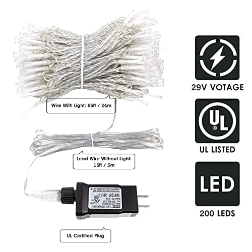 Multicolor 66FT String Lights Outdoor Indoor, 200 LED Upgraded Super Bright Christmas Lights, Waterproof 8 Modes Fairy twinkle Lights for Xmas Tree Party Wedding Garden Backyard Patio Tree(Multicolor)