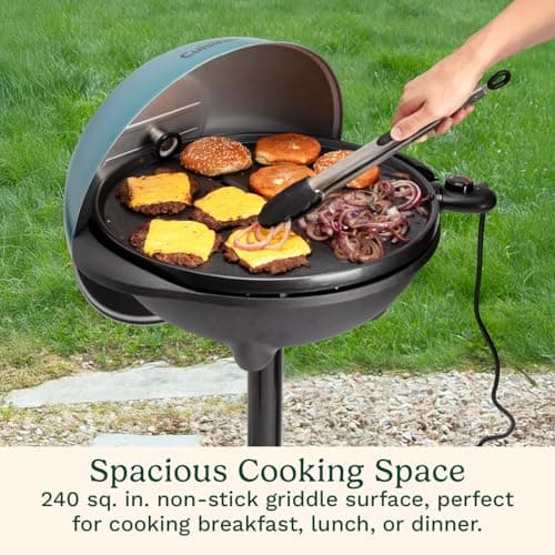 Cuisinart Indoor/Outdoor Electric Griddle, 2-in-1 Portable BBQ with Flat Top Non-Stick Cooking Surface, Adjustable Heat, Stand/Tabletop Options for Cookouts, Barbecues & Small Spaces, No Tools Needed