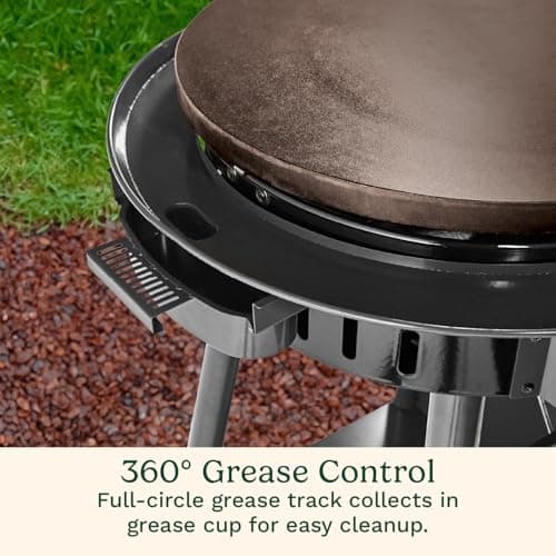 Cuisinart 360° Griddle Outdoor Cooking Center, 22” Round Flat Top Grill with Stainless Steel Vented Lid, Folding Prep Table, 30,000 BTU Burners, Grease Management, Gas Grill Perfect for BBQ, Cookouts
