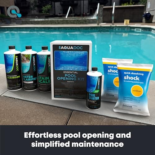 Pool Opening Kit - Pool Starter Kit for Inground Pool & Above Ground Pool Chemical Starter Kit to Open Your Pool - AquaDoc Pool Start Up Chemical Kit Designed for 15000 to 20000 Gallon Pool