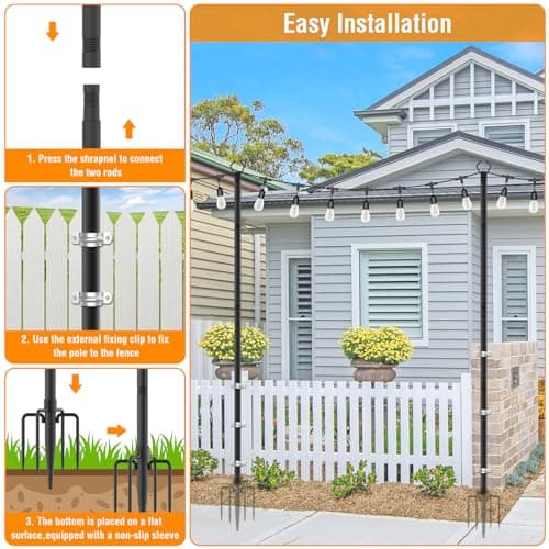 AILBTON 2 Pack 10Ft String Light Poles,Light Poles for Outside String Lights,Outdoor Light Poles with Fork,Metal Pole Stand for Patio,Backyard,Deck