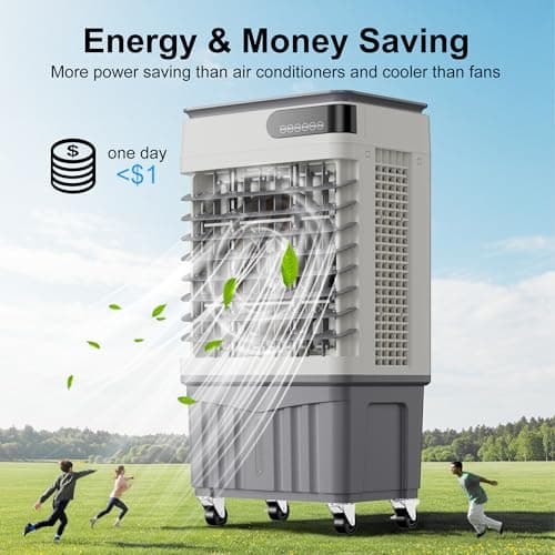 MEPTY 2500CFM Swamp Cooler Air Conditioner, 3-IN-1 Evaporative Air Cooler with 8Gal Tank, 120°Oscillation, 12H Timer, Remote Control, 3 Speeds, Outdoor Cooling Fan for Patio, Garage, Porch,Indoor Use