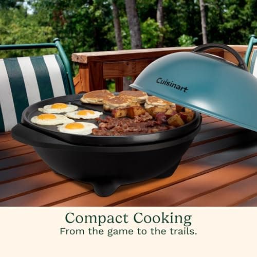 Cuisinart Indoor/Outdoor Electric Griddle, 2-in-1 Portable BBQ with Flat Top Non-Stick Cooking Surface, Adjustable Heat, Stand/Tabletop Options for Cookouts, Barbecues & Small Spaces, No Tools Needed