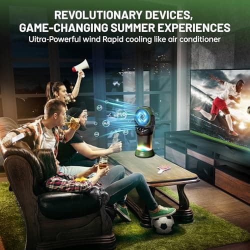 Portable Misting Fan with Remote & 30000mAh Rechargeable Misting Fans for Outside Patios Camping Beach & Workshops Mist Fan Portable for Outdoor/Indoor 2L Water Tank RGB Light 4 Speeds & Spray
