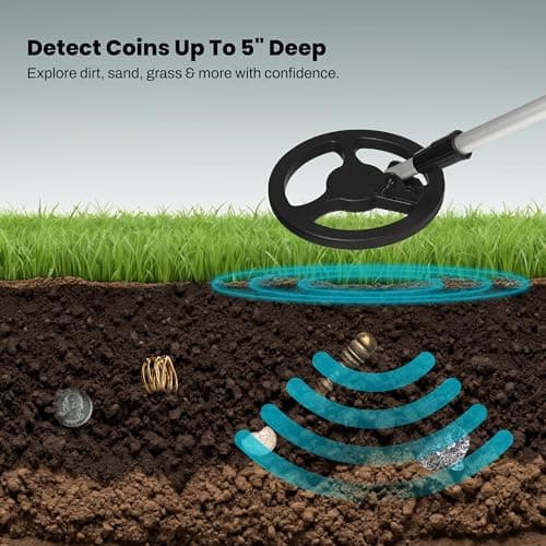 Bounty Hunter BHJS Junior Metal Detector for Children, 6.5 Inch Weather Resistant Coil, Lightweight, Ergonomic Design, Easy to Use, Comfortable Handle, Black