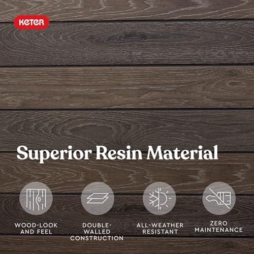 Keter Signature Collection 100 Gallon Resin Deck Box Organization and Storage Box for Patio Outdoor Cushions, Throw Pillows, Garden Tools and Pool Supplies, Walnut